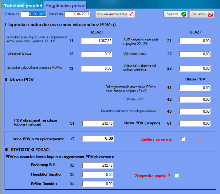 Pdv Prijava Form Finansije > 4. PDV KUF i KIF > 3. PDV prijava